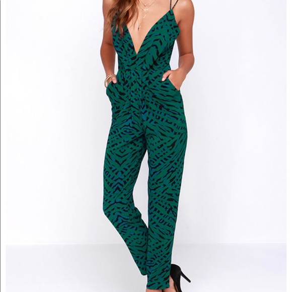 Lovers + Friends Pants - Lovers + Friends green printed jumpsuit sz XS